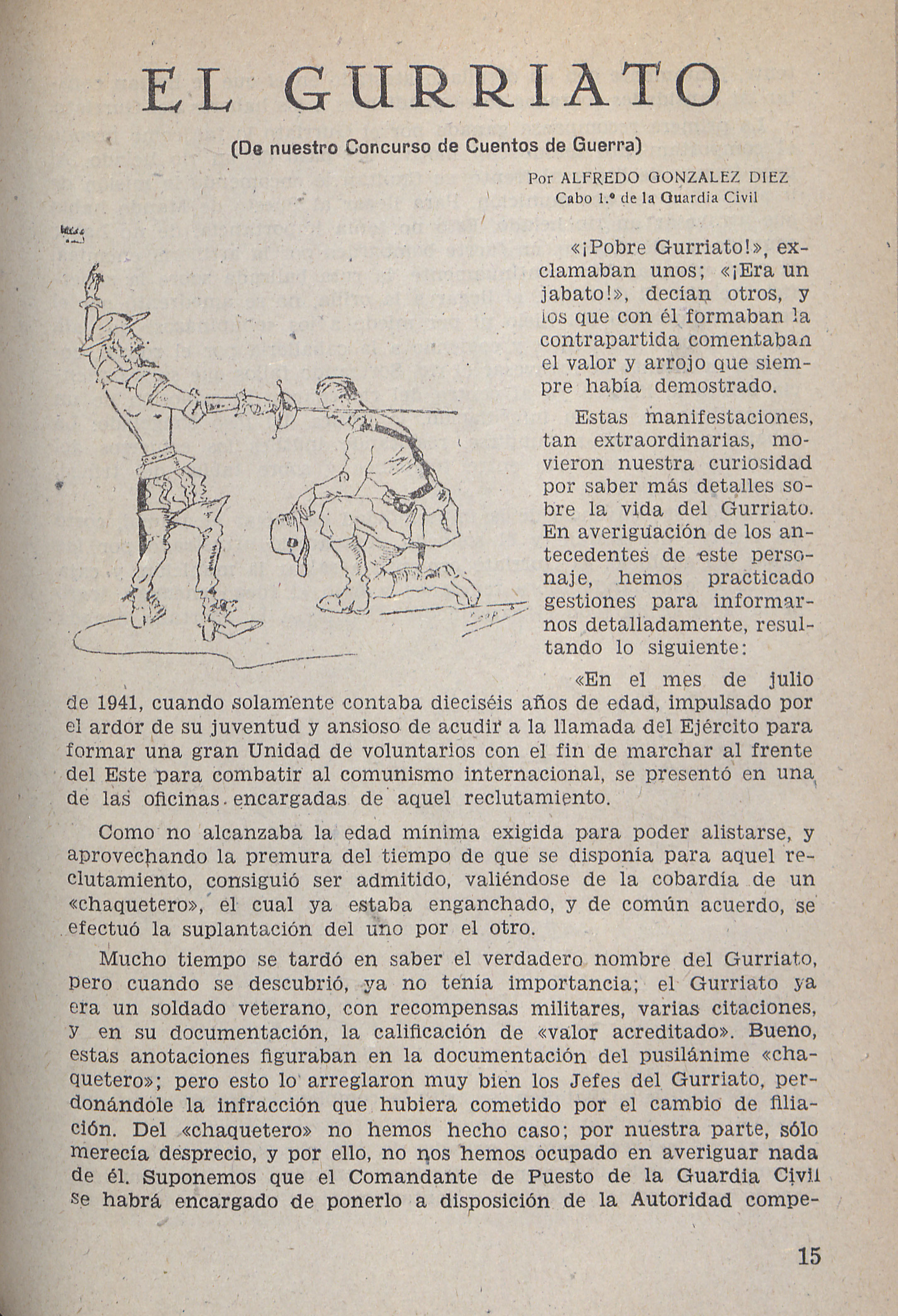 Primera página de El Gurriato, publicada en Formación en 1956